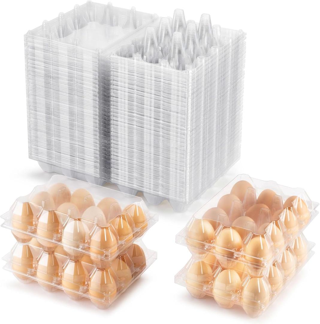 SINLUCESCE 120 Packs Plastic Clear Egg CartonEgg Cartons 3 * 4GridsCear Egg Carton for Perfect for Refrigerator Chicken Farm Markets, 3x4, M