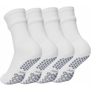 YOTTOY Pilates Grip Socks for Women - Non-Slip Yoga Grip Socks, Perfect for Yoga, Dance,Pure Barre, and Workouts (White)