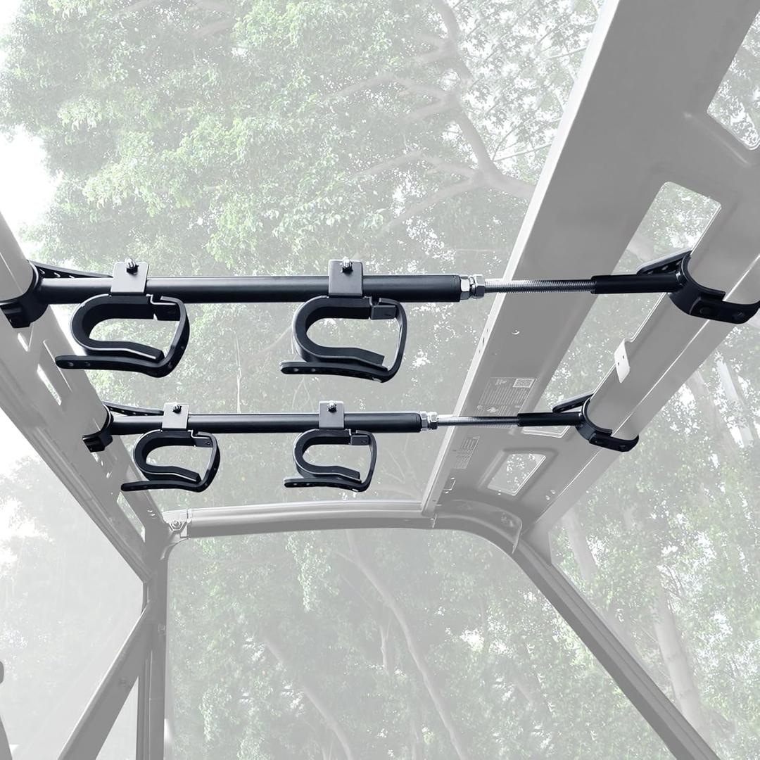 StarknightMT UTV Gun Rack - UTV Overhead Gun Holder Roof Gun/Bow Rack with Soft Padding, Adjustable Fits 21"-27" Spacing Compatible with Polaris Ranger Kawasaki Mule/RTV