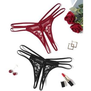 Avidlove Women Lace Panties Floral Lace Briefs Mesh Hollow Out G-String Thongs T-back Underwear, 1-4, M