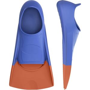 Gintenco Swim Fins, Kids Swim Training Fins for Lap Swimming, Travel Size Flippers with Mesh Bag, Silicone Swimming Fins for Kids Teens Adults Women Men (M(US Men 4-5.5/ US Women 5.5-7), BlueOrange)