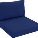 Patio Furniture Cushions Replacement, Outdoor Deep Seat Couch Cushion and Backrest Pillow with Waterproof Removable Cover for Sectional Sofa Set, 25.6 x 25.6 Inch, Navy
