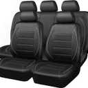 CAR PASS Universal Reflect Piping Leather Car Seat Cover, Fit for suvs,Van,Trucks,Airbag Compatible,Inside Zipper Design and Reserved Opening Holes (Full Set, Black and Grey)