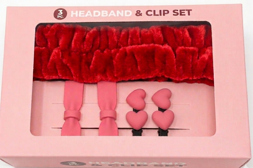 Headband And Clip Set Red Makeup HeadBand Pink Bows Hearts Clippers For Girls Set 