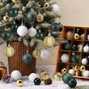 64 Pcs Christmas Ball Ornaments Bulk Emerald Green Gold White Christmas Tree Decorations 1.6/1.97/2.4 Inch Shatterproof Glitter Xmas Baubles Assorted Xmas Bulbs Ornaments for Tree Home Decor