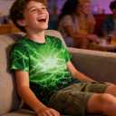 Funnycokid Boys Girls Shirts Graphic T-Shirt Neon Clothes Kids Novelty Youth Short Sleeve Animal Print Tees 4-16 Years (Green)