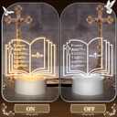 Kosiz 4 Pcs Pastor Appreciation Gifts Bulk LED Light Pastors Gift for Night Men Women Acrylic Clergy Lamp with Base Bible Verse Gifts for Birthday Anniversary (Stylish Pastor)