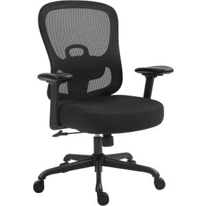 Ergonomic Office Chair,Home Desk Chair with Mesh Back,Adjustable Lumbar Support,Built-in Springs Wide Seat,Executive Task Chair with 3-D Big Armrests,Tilt Function,Computer Desk Chair (Black)