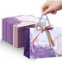 24Pack Medium Gift Bags with Handles,Purple Birthday Gift Bag 9.84'' x 7.87'' x 4.72'',Welcome Bags Return Gifts with Bow Ribbon Wedding Bridesmaid Thank you Gifts Bag Reusable for Christmas Vacation