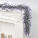 HUZIYAHAN 2pcs Spring Summer Lavender Garland, 6Ft Purple Lavender Artificial Garland, All Year Lavender Garlands for Farmhouse Wedding Mantle Arch Porch Stair Table Indoor Door Home Decor