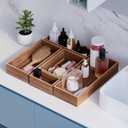 Seville Classics Acacia Wood Premium Organizer Storage Bins for Kitchen Silverware, Pantry, Closet, Office Desk, Pens, Utensils, Makeup, K Cup, Acacia, Bin Set (10 Piece)
