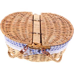 Wicker Storage Basket Lid Rustic Woven Picnic Basket for Decor Multipurpose Storage for Fruits Snacks and Household Items