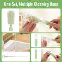 Baby Bottle Brush Set with Drying Rack, Portable Silicone Bottle Cleaner Kit for Bottles, Nipples and Straws, Travel Storage Box for Home and On-The-Go UseGreen