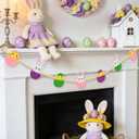 Easter Garland Decorations, 5.25 Ft Easter Felt Bunny Egg Wooden Beads Ornaments Garland for Mantle, Spring Felt Fireplace Garlands, Spring Farmhouse Holiday Banner Decorations, Wall Decor