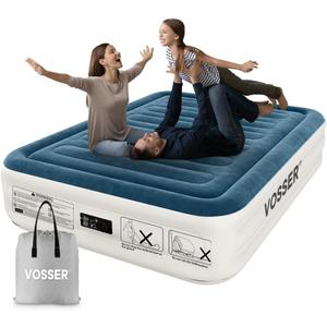 Queen Air Mattress with Built-in Pump,18''Fast & Easy Inflation/Deflation Inflatable Mattress, Foldable Blow Up Mattress with Storage Bag, Inflatable Bed for Home, Camping & Guests