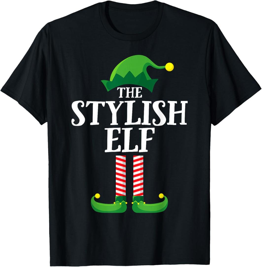 Stylish Elf Matching Family Group Christmas Party Pyjamas T-Shirt (L)