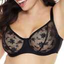 Women's Modern Curvy Unlined Balconette Underwire Bra  Black 38DD