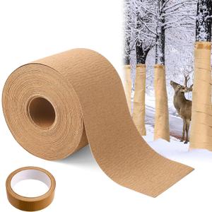 UNFAMILY 100FTx4IN Paper Tree Wraps to Protect Bark, Tree Protector Wrap Roll, Tree Wrap for Damaged Bark, Tree Trunk Wrap Protector, Winter Tree Trunk Bandage Frost Protection (100ft paper tree wrap)