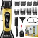KEMEI 90-4 Professional Hair Clippers for Men, 11500 RPM Barber Clippers with LED Display, Cordless Hair Trimmer with DLC Blade & Charging Base, 2000 mAh Hair Clipper for Barbers Haircut Kit