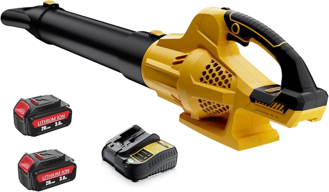 Leaf Blower Cordless Compatible with Dewalt 20V Max Battery, Electric Cordless Leaf Blower with 2 3.0Ah Batteries and Charger,6 Speed Levels & 500CFM,Blowers for Lawn Care, Blowing Leaves, Dust, Snow