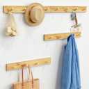 Forbena Natural Wood Coat Rack Wall Mount Set of 4, Wooden Wall Hooks for Bathroom Towels, Vertical Coat Hanger for Kids Room, Boys Girls Bedroom, Office, Entryway Keys Hats and Shoes -16 Hooks