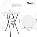 pollilar Cocktail Table 28in Portable Folding Bar Height Table, Compact Round High Top Plastic & Steel Bistro with Removable Legs, for Indoor Outdoor RV Patio Catering Parties Commercial Events-White, 2.3ft