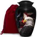 Honorary Memorials Patriotic Hearts Eagle Urn for Human Ashes | American Flag Cremation Urn for Adults, Veteran, Medium Size, Handmade Funeral Urns with Velvet Bag
