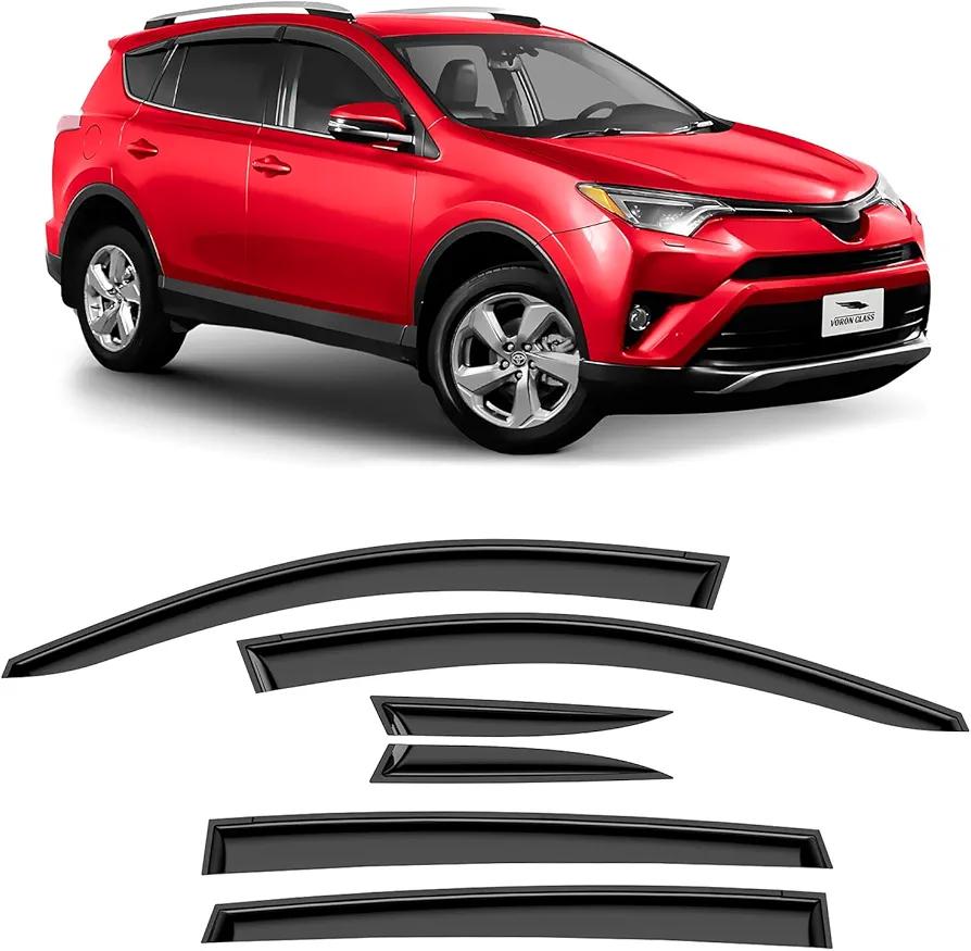 Tape-on Extra Durable Rain Guards for Toyota RAV4 2013-2018, Window Deflectors, Vent Window Visors, 6 Pieces - 100466