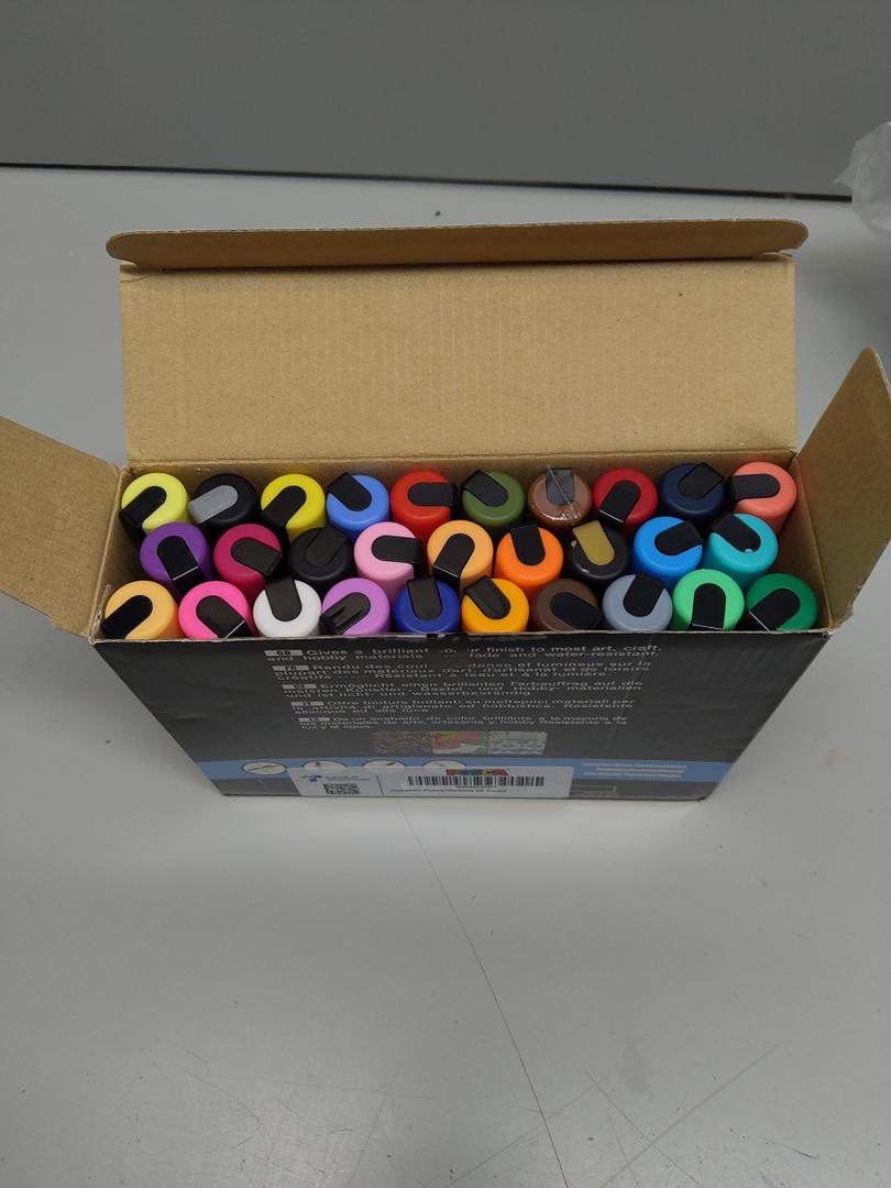 Uni Posca Paint Markers, 5M Medium Acrylic Markers with Reversible Tips, Artist Recommended for Gifts, Decorations, Fabric, Metal, Glass, Wood and Canvas, Assorted Colors, Set of 29