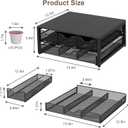 Coffee Pod Holder For Counter, 3 Pull-Out 72 K-Cup Holder Drawer, Wooden Cafe Pods Storage Organizer with Sliding Drawers for Coffee Station, Home, Kitchen, Office, Dorm (Black)