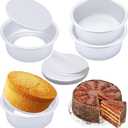 6 Inch Round Cake Pan Set of 4, Nonstick Aluminum Baking Pans with 100 Sheets Parchment Paper, Cake Tins For Making Layered Cakes Deep Dish Pizza Quiches, Removable Bottom For Easy Quick Release