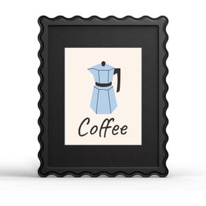 YESKAY 11x14 Wavy Picture Frame,Cute Scalloped Wooden Frame with Real Glass, 11x14 in