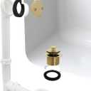 Westbrass 597244-01 White 1-1/2" Tubular Pull & Drain Bath Waste Drain Kit with 2-Hole Overflow Faceplate, Polished Brass
