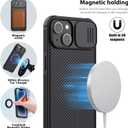 Nillkin iPhone 14 Plus Magnetic Case With Camera Cover, Compatible With MagSafe, CamShield Pro 5G Car Mount Case 6.7'', Built-in Magnet Circle (Black)