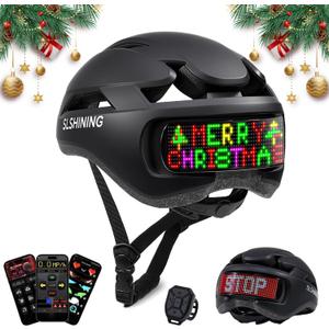 Bike Helmet, Bicycle Helmets with Light, 360 High Visibility LED Display, Lightweight Adjustable Mountain Bike Helmet with Turn Signals, Smart APP Controlled, Helmets for Adults, Youth, Men & Women (Black)
