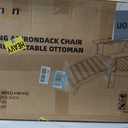 Folding Adirondack Chair with Retractable Ottoman, Weather Resistant Fire Pit Chair Patio Chair with 2 Cup Holder Lawn Outdoor Lounge Chair (Grey)