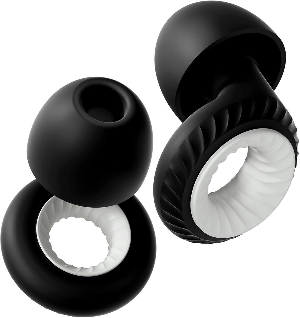 Concert Ear Plugs, Yawsoy High Fidelity Noise Cancelling Ear Plugs, Reusable Ear Plugs for Musicians, Raves, Focus and Sleep, 20dB Noise Reduction & Hearing Protection, 6 Pair Ear Tips in S/M/L(Black)