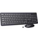 Wireless Keyboard and Mouse Comb, VEILZOR 2.4G Ultra-Slim USB Keyboard Mouse Set, Water-Dropping Keycaps, 12 Shortcuts, Wireless Keyboard for PC Laptop Windows XP/7/8/10, Vista, Mac, Black