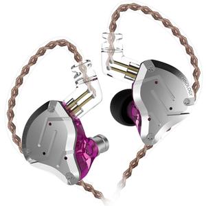 KZ ZS10 Pro 4BA+1DD in Ear Monitor Earphone 5 Driver HiFi Metal Earbuds Headphone Noise Cancelling IEM Earphone (no mic, ZS10 PRO purple)