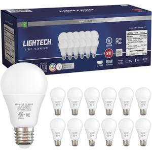 A19 LED Light Bulbs, 12 Pack, 60W Equivalent, 9W Daylight 5000K LED Light Bulb, 810 LM, Bedroom, Living Room, Office, Garage, Daylight LED Light Bulbs, Light Bulbs, Non-Dimmable, E26, UL Listed