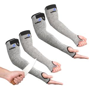 OriStout Cut Resistant Farmers Sleeves with Thumb Hole, Grey, 2 Pairs, Arm Protectors for Thin Skin and Bruising, for Gardening, Yard Working, Welding, Arm Guards for Biting, Pet Grooming (One Size)