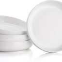 Foraineam 8 Inch Porcelain Round Salad Pasta Bowl Set 22 Ounce Deep Soup Plates White Catering Serving Bowls, Set of 4