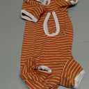 Female/Male Pet Dog Pajamas Stripes 4 Legged Dog pjs Jumpsuit Soft Cotton Dogs Clothes (L Orange+White-Boys)