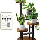 AUGOSTA 4 Tier Corner Plant Stand, Tall Metal Wood Plant Shelf Holder for Indoor, Outdoor Display Rack Flower Pot Stand for Living Room Balcony Garden Patio,
brown and black