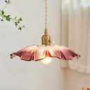 Vintage Pendant Light Fixture Glass Hanging Light Fixture Folwer Light Pendant Lights Modern Lighting for Bedroom Kitchen Island Hallway Bathroom Purple Sunflower