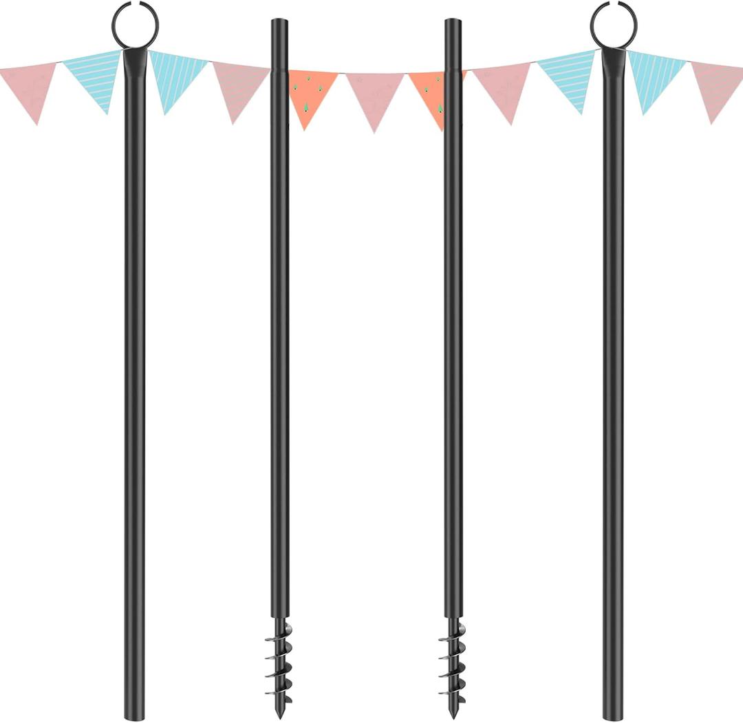 String Light Poles for Outdoor 2 Pack,10 Ft Outside String Light Pole for String Lights, Backyard Patio Light Poles for Parties Bistro Wedding