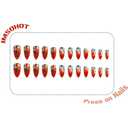 8 x IMSOHOT Press on Nails Medium Almond Fake Nails Red Orange Flower False Nails with Design Glossy Gradient Artificial Acrylic Full Cover Stick on Nails for Women Manicure