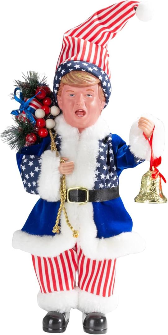 Father Santa Donald Christmas Figurine 45cm (Blue)  Funny Holiday Character Ornament  Novelty Christmas Decoration for Home, Party & Garden