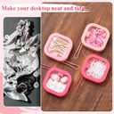 Kathfly 4 Pcs Pink Color Hair Tie Organizer Portable Hair Accessory Storage Containers Stackable Tie Bobby Pin Holder Home Cotton Swab Dispenser Accessories Jewelry Organizer Box