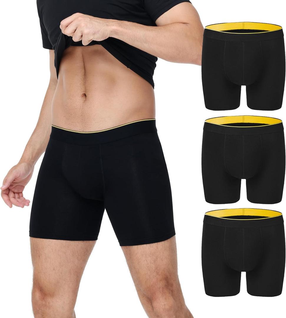 BATTEWA Full Coverage Incontinence Underwear for Men Overnight Leak Proof Boxer Briefs Protective Underpants for Male Bladder Control Absorbency 100ml, 3Pack (L, Black)